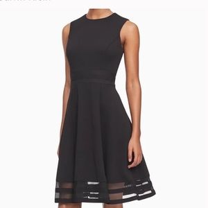 Calvin Klein  Illusion Stripe black dress with mesh detail new with tag size 12